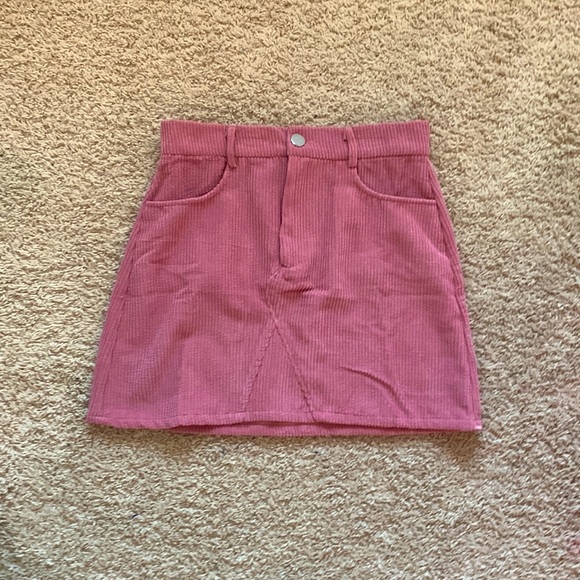 Dust Pink Corduroy Skirt - Picture 1 of 3
